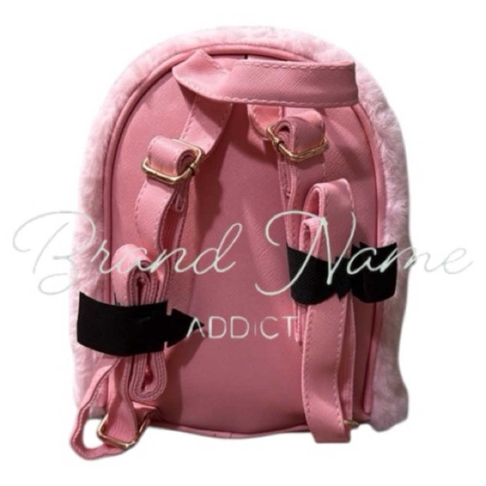 Disney Minnie Mouse Fuzzy Light Pink Mini Backpack - Picture 5 of 7